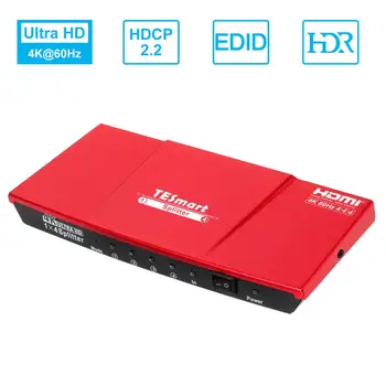 

HDMI Splitter 1x4, 1 in 4 Out UHD 4K@60Hz 4:4:4 Supports HDCP 2.2, 18 Gbps, HDR10, Dolby Vision, Lpcm 7.1 with Smart ED