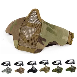 Tactical Half Face Mask with Goggles Lightweight Men Hunting Shooting Sports Face Mask Military Airsoft Paintball Goggles Mask