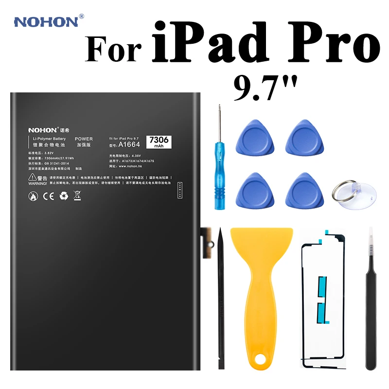 Nohon Battery For Ipad Pro 9.7" A1664 Ipadpro 7306mah Capacity Bateria