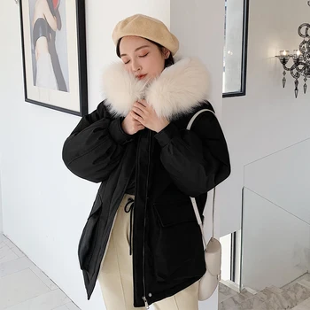 

New Winter jacket women down coat female long slim solid color female Jackets zip fur collar coat women down Jacket