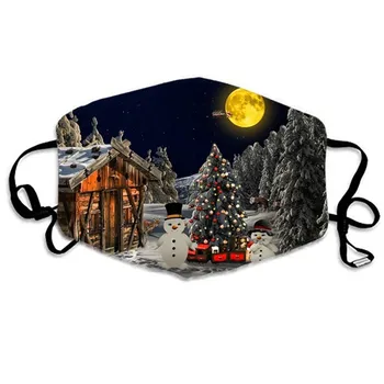 

Adults Unisex Washable Christmas Adjustable Mask Mouth Masks Warm Cotton Face Mask Soft Printed Pattern Mascarilla Navida