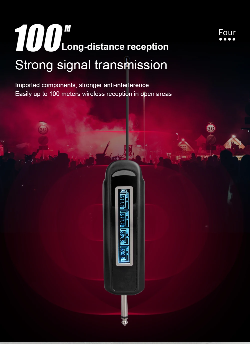 G-MARK X440 Professional Wireless Microphone 4 Channels Karaoke Handheld Metal Body Chargeable Easy Use Outdoor With Suitcase