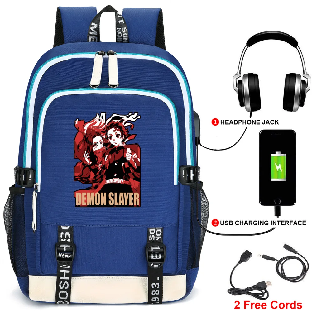 Demon Slayer Косплей рюкзак Оксфорд школьные сумки USB рюкзак для ноутбука большой рюкзак Kamado Tanjirou мужской рюкзак для путешествий