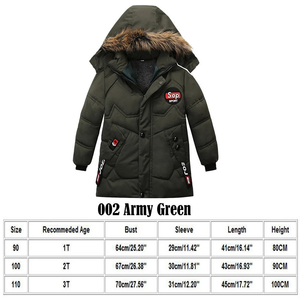 002 Army Green Осенняя верхняя одежда для детей Зимние водо-и ветронепроницаемые куртки с хлопковой подкладкой для мальчиков и девочек утепленное теплое пальто спортивная детская одежда - Цвет: 002 Army Green