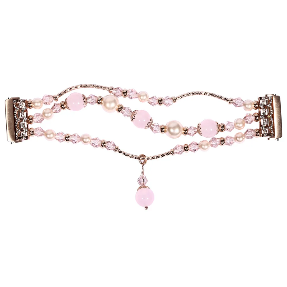 Rose gold Женский/девичий Агат цепочка с хрустальными бусинами браслет часы ремешок для Fitbit Versa стильные ювелирные изделия подвесной ремешок наручный ремень аксессуары - Цвет ремешка: Rose gold