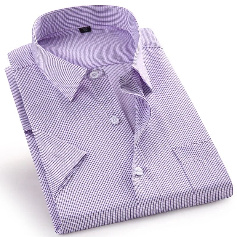 Рубашка мужская с коротким рукавом Повседневная Классическая блуза в клетку
