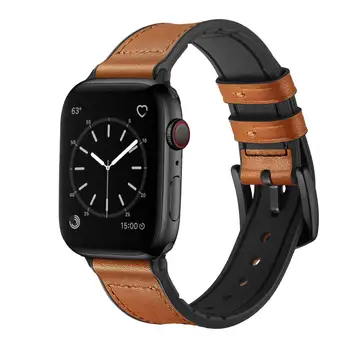 

Silicone+Leather strap for Apple watch band 44mm 40mm iWatch band 42mm 38mm Leather watchband bracelet Apple watch 5 4 3 2 1