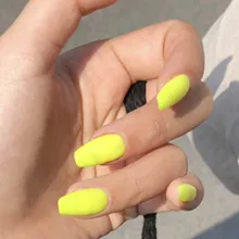 24 шт Мода Ins стиль ногти новые накладные ногти, полностью покрывающие матовый желтый цветной клей на ногти Европа балерина нажмите на ноготь