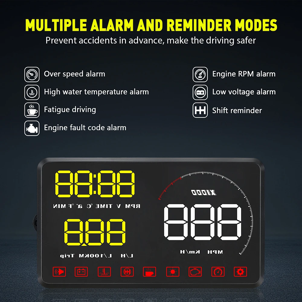 A9 автомобильный HUD Дисплей OBD2 II автомобильный-Стайлинг Hud Дисплей над скоростью Предупреждение Система Скорость лобовое стекло проектор напряжение сигнализация 5