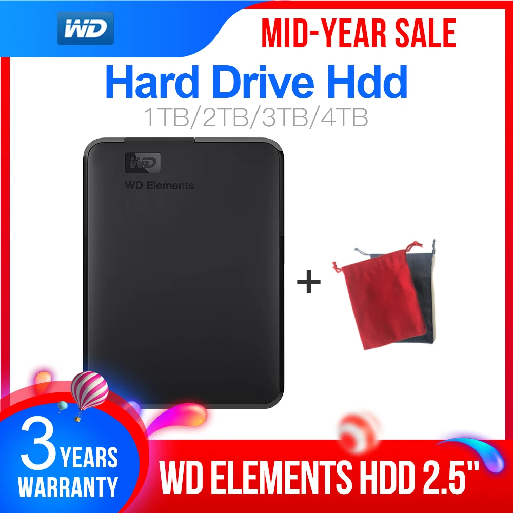 Портативный внешний жесткий диск Western Digital WD Elements 2 5 дюйма USB 1 ТБ 3 4 | Компьютеры и