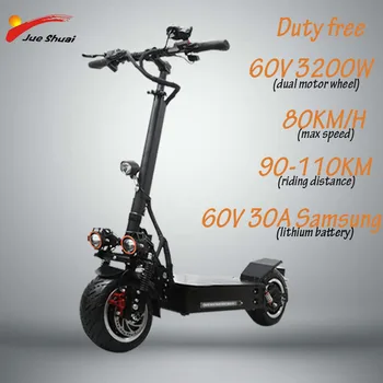 

60v 3200w electric scooter 11 inch tire lithium battery dual motor foldable scooter adult off-road high-power electric bicycle