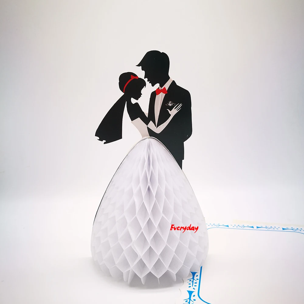  1pcs 3D Wedding Invitations Cards Wedding Card Gift Card Laser Cut Girl With 3D Dress Save The Date - 4.00027E+12