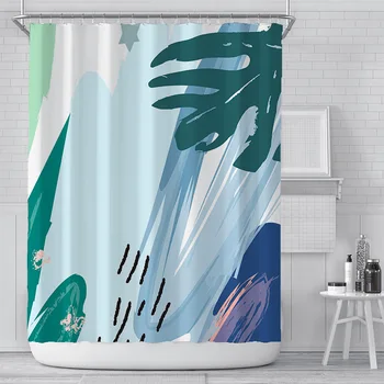

Printed Abstract Blackout Shower Curtains Thickened Polyester Waterproof For Home Bathroom Bathtub Curtains Wet Dry Separation