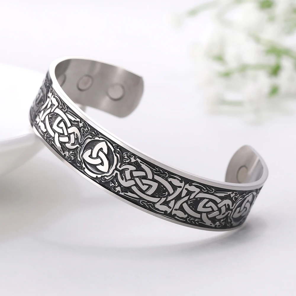 Skyrim винтажный Trefoil браслет с узлом 316L нержавеющая сталь магнитные браслеты викингов ювелирные изделия подарок для женщин и мужчин