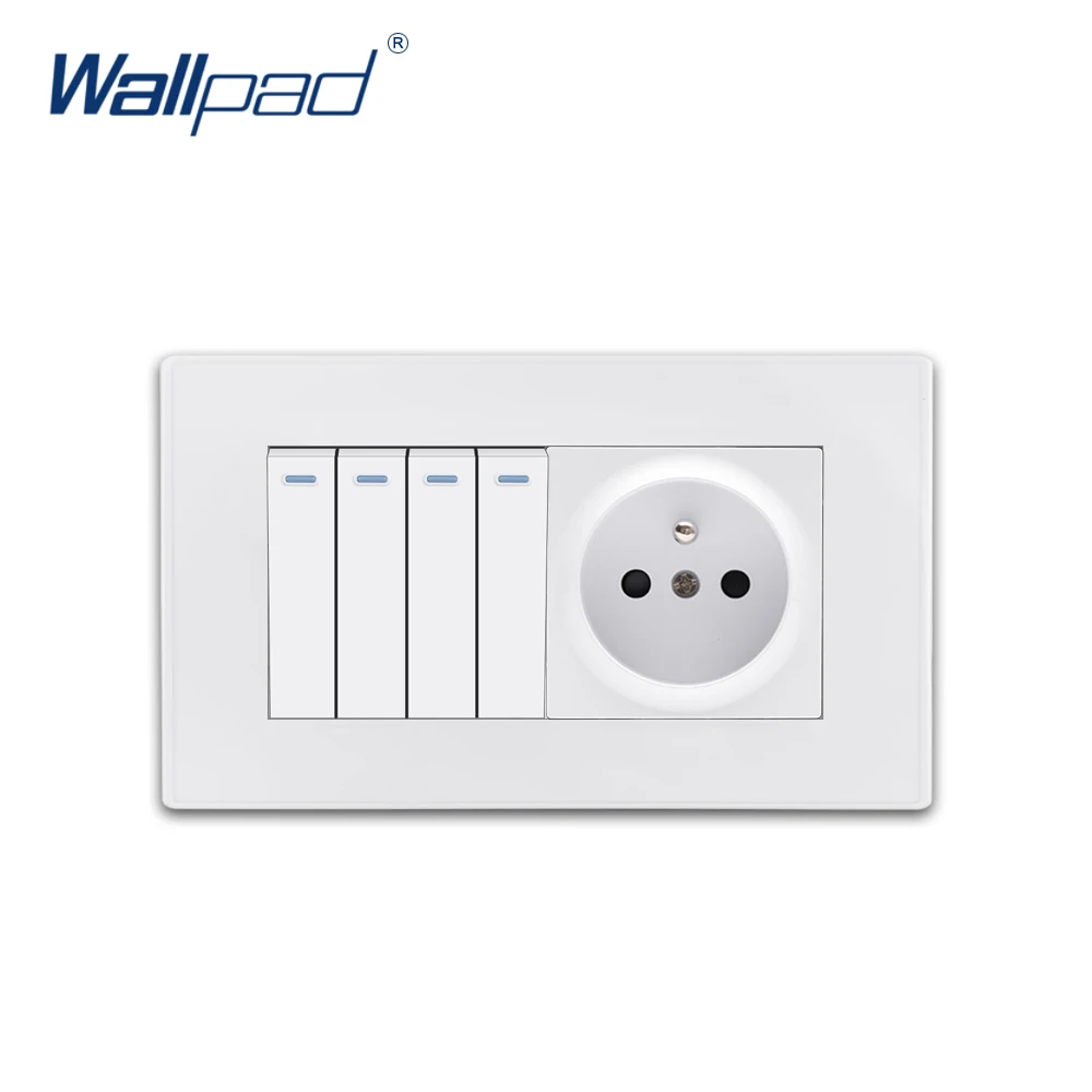 4 банды 2 способ ЕС французская розетка Wallpad Роскошный белый ПК настенный светильник переключатель; кулисный переключатель 16A AC110~ 250V
