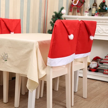

4pcs Christmas Chair Covers Santa Claus Hat Christmas Dinner Chair Back Covers Table Party Decor New Year Party Supplies Family