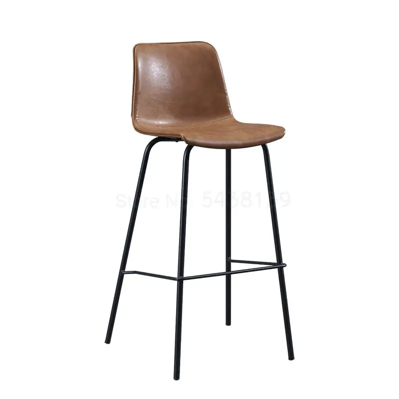 Bar chair ins net red designer nordic wrought iron high retro leather art bar stool front desk |
