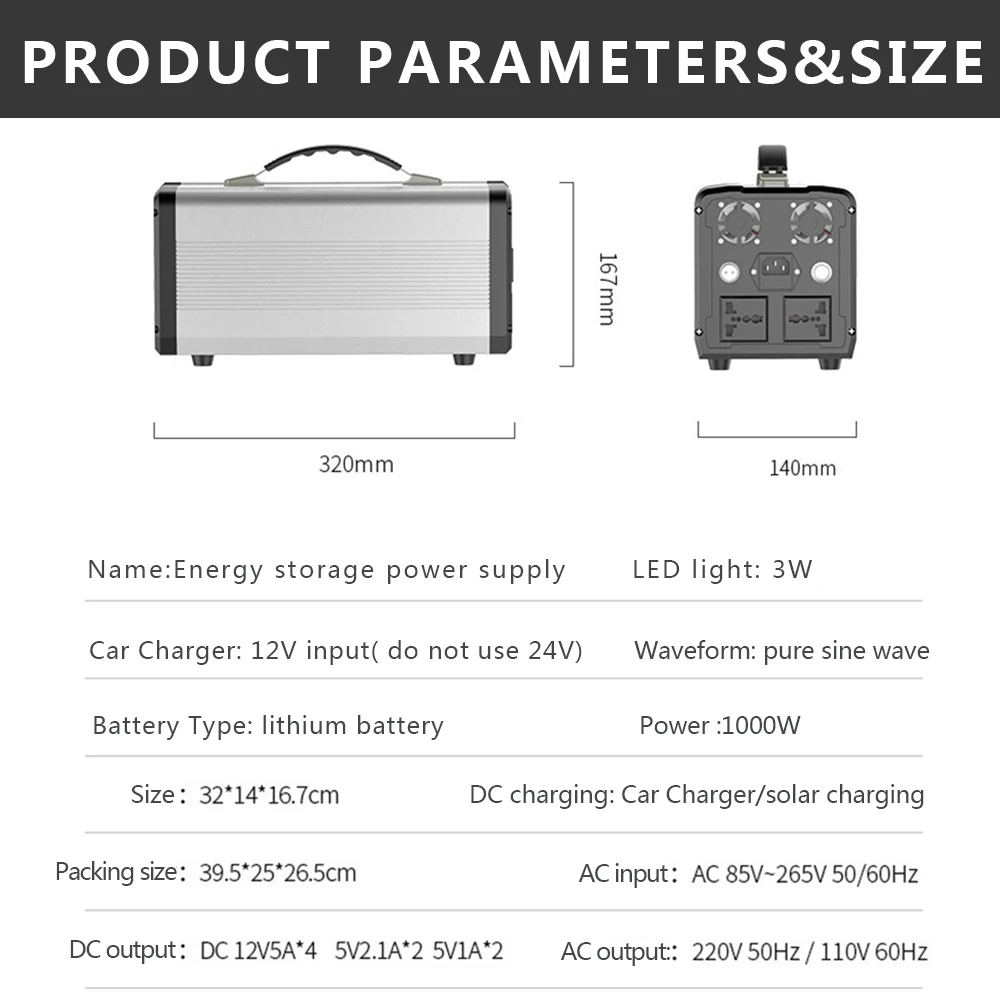 Energy Storage Power Supply 10KG 700W AC DC Convertible Solar Generator 220V Disaster Emergency Outdoor AC Portable Power Bank jump starter pack