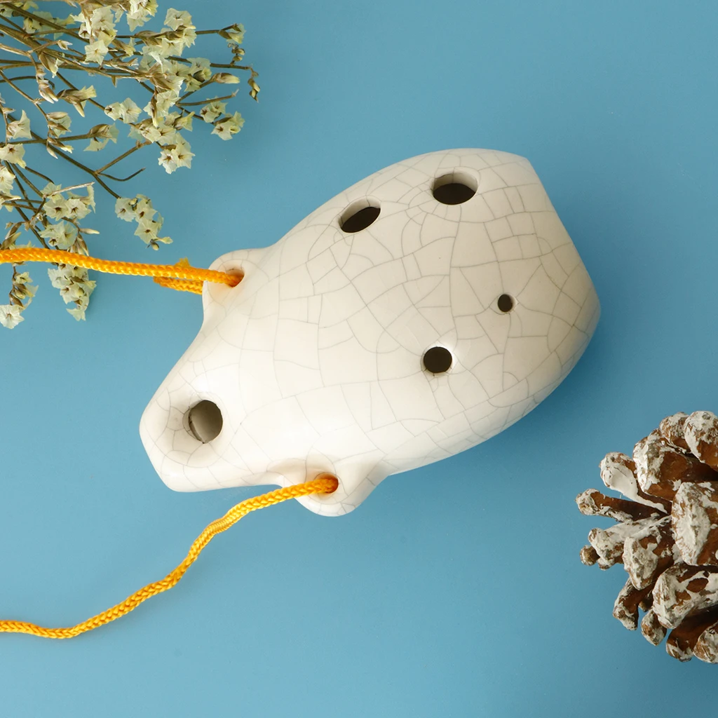 1 Piece Ceramic Alto Ocarina 6 Hole for Children Beginners Students