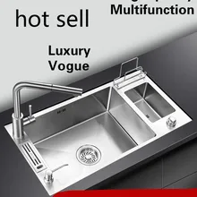 Квартира роскошной кухней ручная раковина одинарная мойка vogue мыть овощи 304 из нержавеющей стали Лидер продаж 75x43 см для ухода за ребенком для мам
