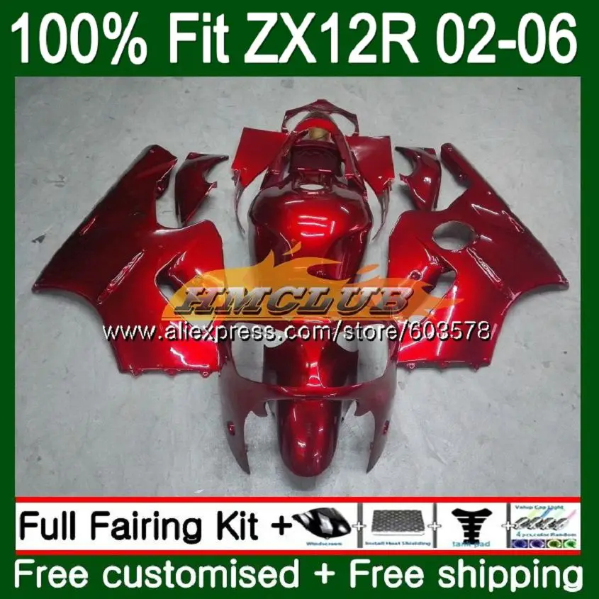 Инъекции для KAWASAKI ZX1200 ZX 12R ZX12R 02 03 04 05 06 114CL. 10 металлический красное вино стекло 1200CC ZX-12R 2002 2003 2004 2005 2006 обтекатели - Цвет: No. 1