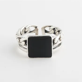 

High quality, stylish new 925 sterling silver ring, twine shaped gel drop technology in black, personalized ring set for female