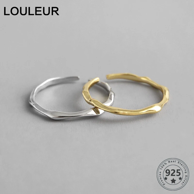 LouLeur 925 пробы серебро Открытое кольцо INS холодной & Cool минималистский уход за кожей