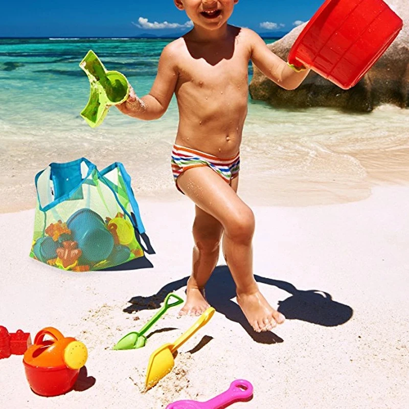 Kids Baby Toys Beach Bag Large Mesh Storage Bags Toy Beach Sand dredging Tool Children Shoulder Storage Bag Women shopping bag