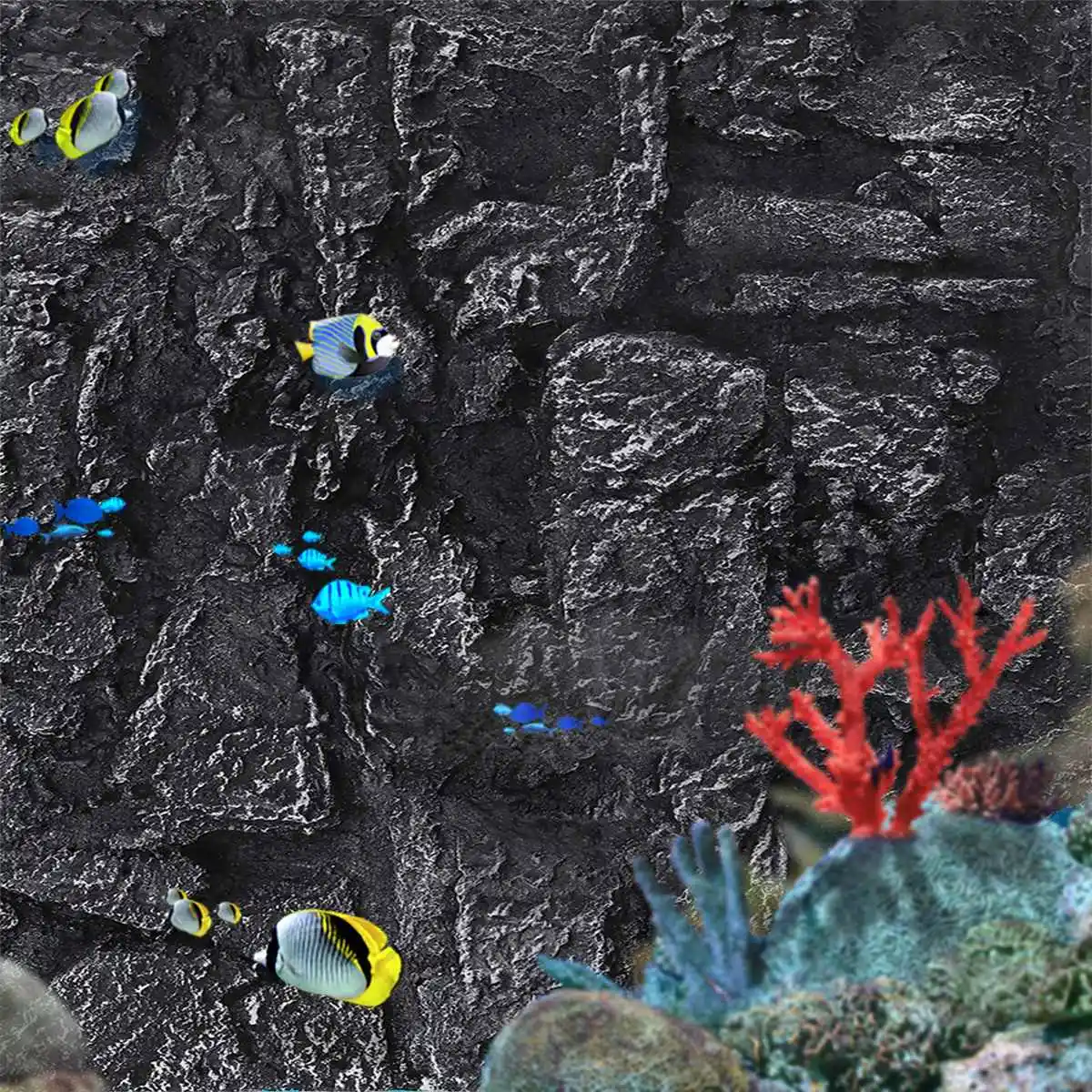 

Hot 2Pcs 3D PU Aquarium Fish Tank Background Stone Rock Board Plate Backdrop Wall Decoration Reptiles Aquatic Pet Supplies 65X45