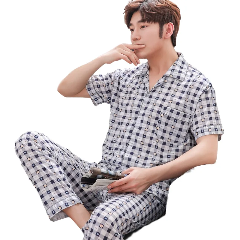 Mens pajamas men sleepwear Cotton Pajama Winter pijama hombre Mens Sleepwear Striped Sleepwear Sleep&Lounge Pyjamas Plus Size