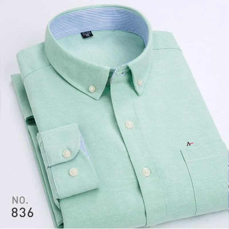 Высокое качество, мужская рубашка Aramy, оксфордская, с длинным рукавом, хлопковая, в полоску, клетчатая рубашка, мужская рубашка - Цвет: 836-(A)(10)