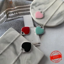 

1:1 S925 Sterling Silver Necklace High Quality Custom Fashion Trend Four-Color Heart-shaped Necklace Lover Gift With Logo