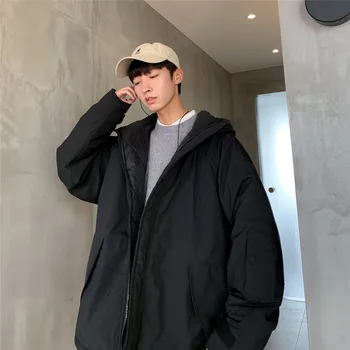 

Winter Mens Cotton-padded Coats Loose Hooded Men Coat Parka Casual Plus Size M-5XL Black Gray L06