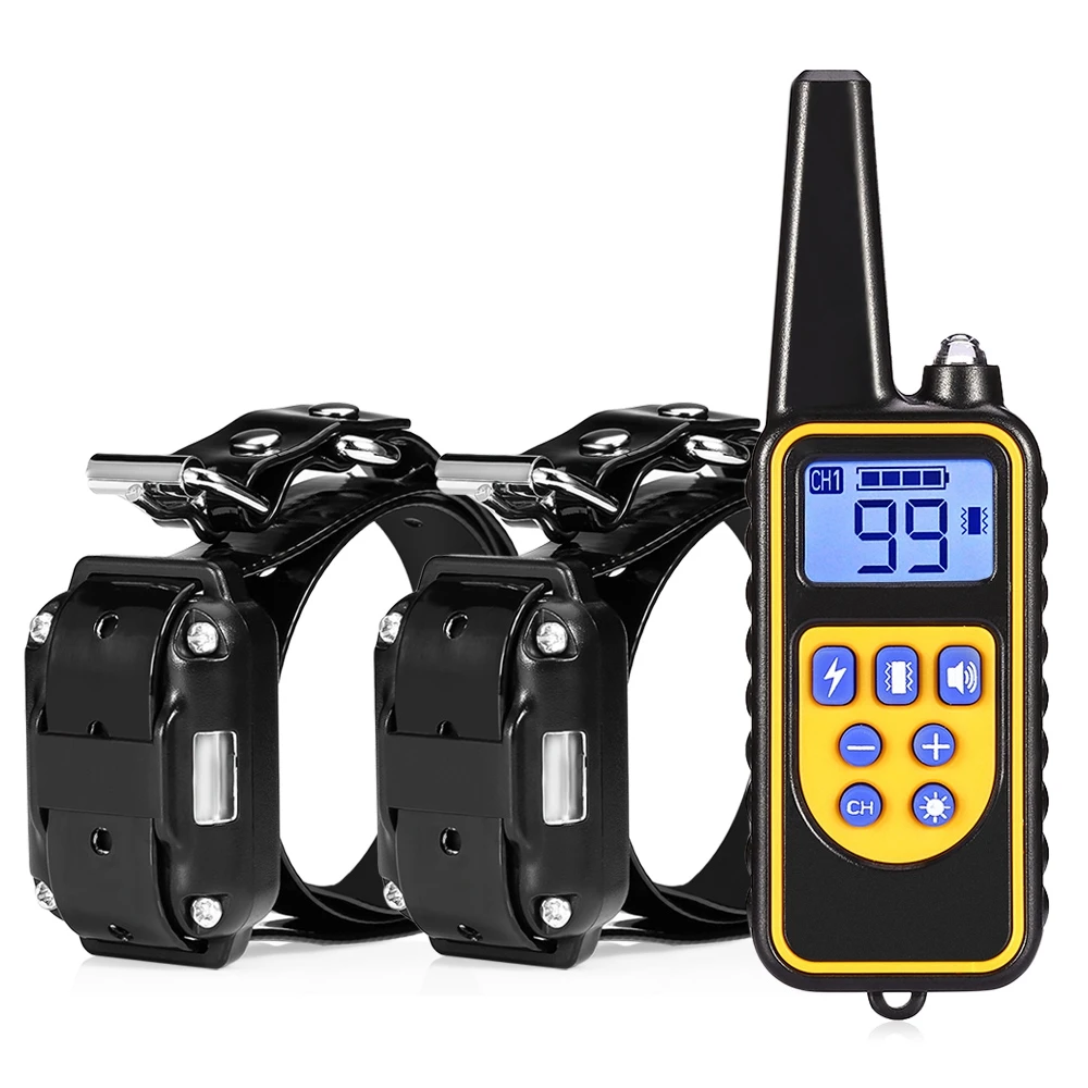 

800m Waterproof Rechargeable Remote Control Dog Electric Training Collar with 2 Receivers
