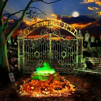 

Halloween Burial Hill Hocus Pocus Graveyard door tree full moon photo backdrop Vinyl cloth Computer print party background
