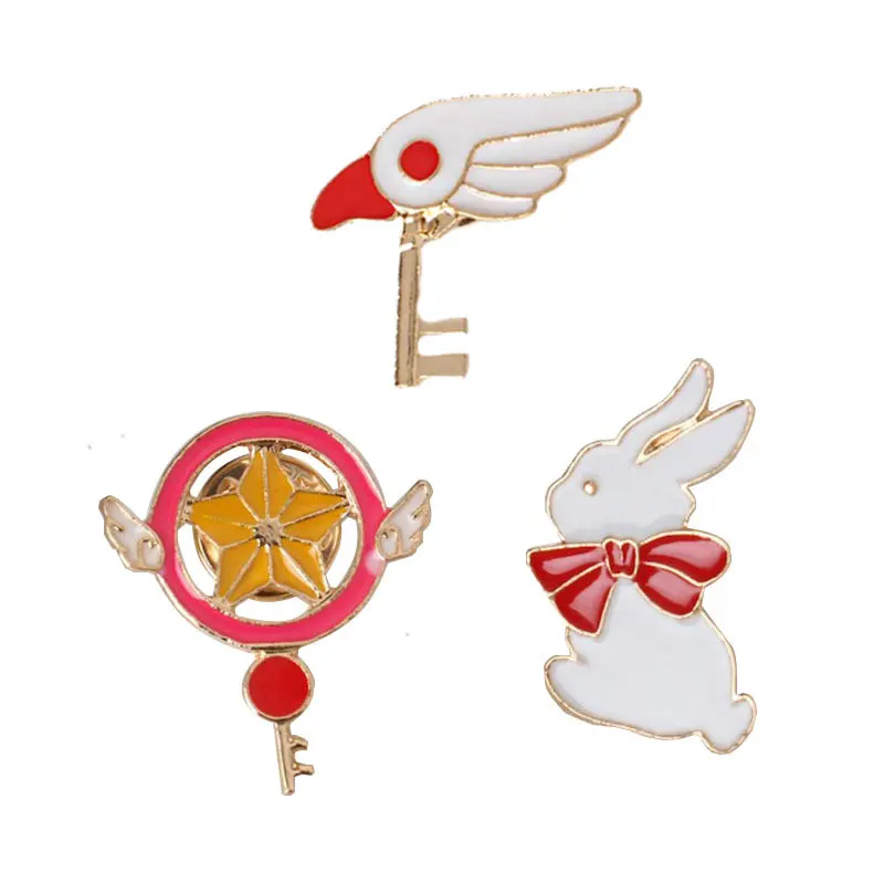 

Japanese Korean of Anime Cartoon Brooch Brooch Star Rod Bird Head Wand White Rabbit Oil Drop Brooch Epoxy Badge