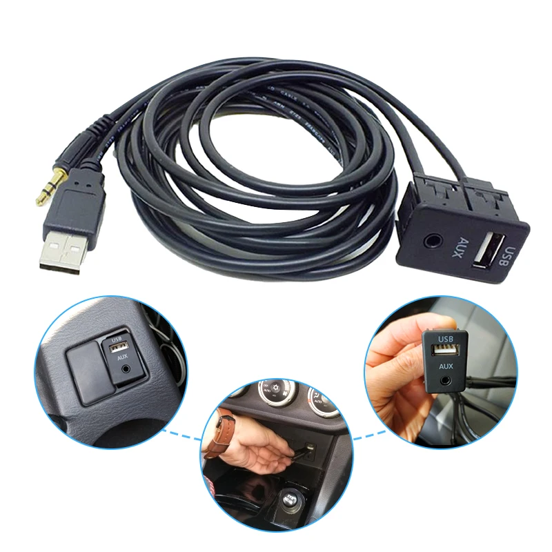 3,5mm USB AUX Auto Audio Kopfhörer Männlichen Jack Flush Montage Adapter  Panel - AliExpress