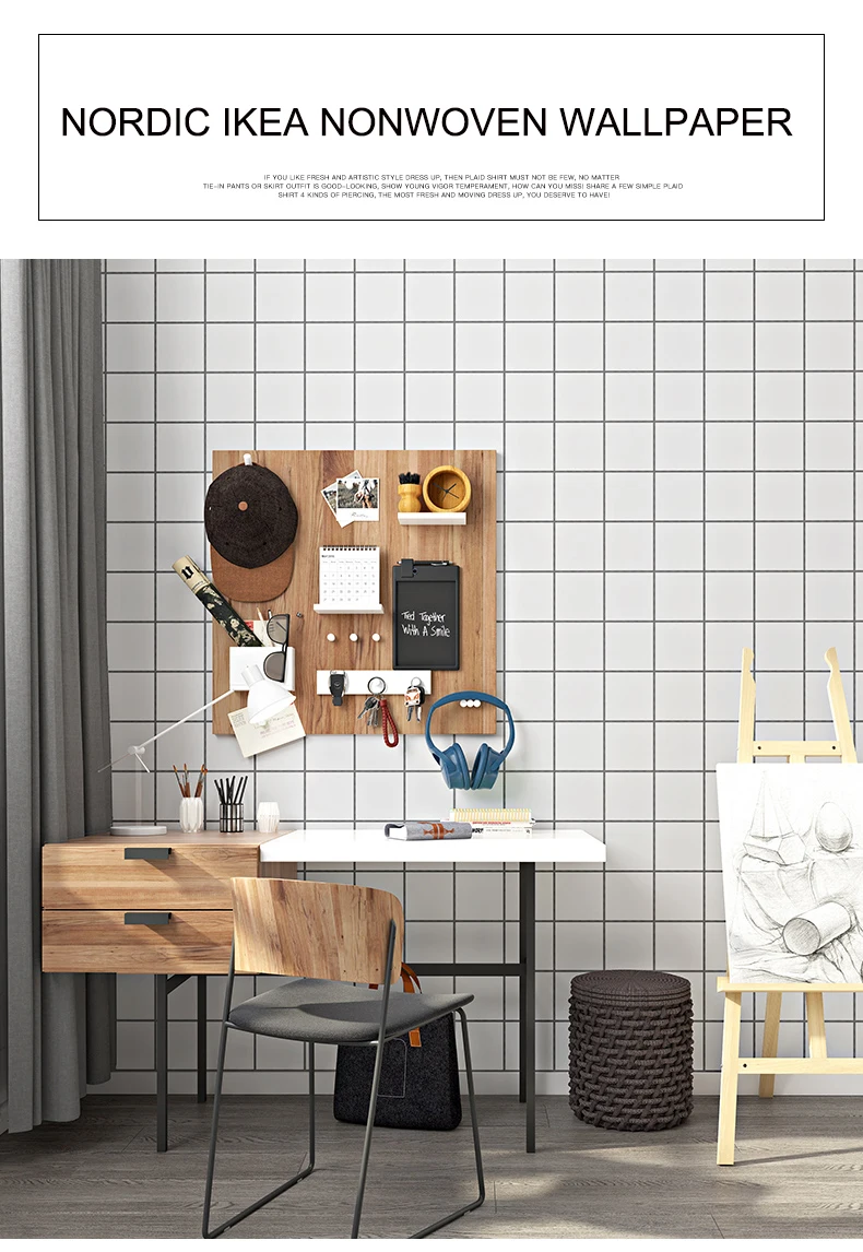 10 м Скандинавский современный минималистичный черный и белый плед настенная бумага Нетканая ткань спальня гостиная ТВ фон настенная бумага