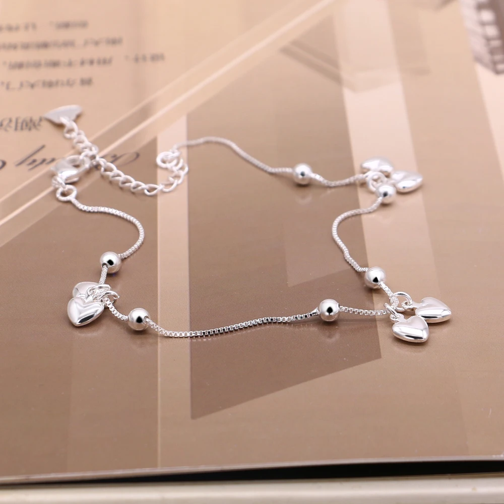 Женский ножной браслет на ногу из серебра 925 пробы в форме сердца|silver macbook|silver