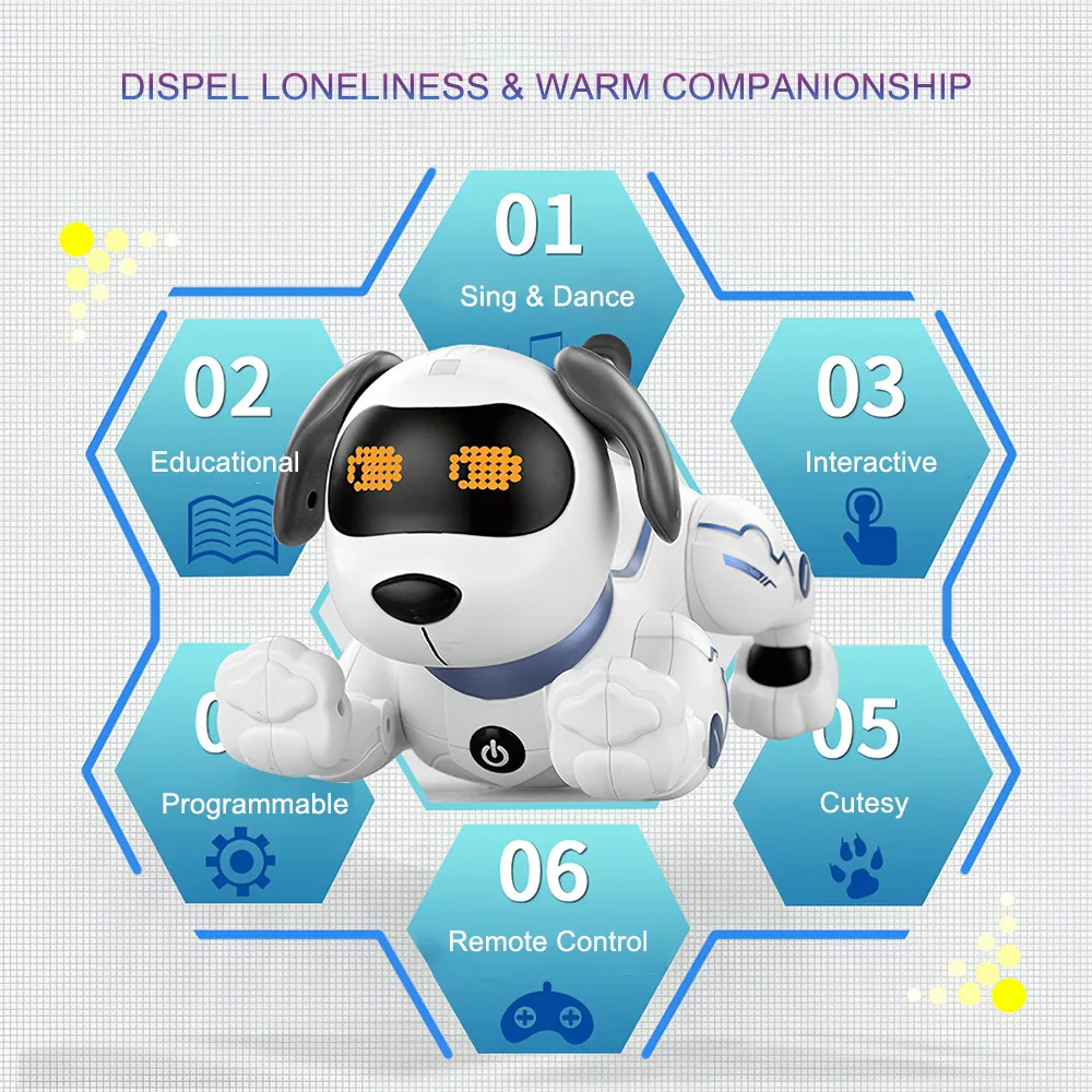 Bonito dos Desenhos Animados do Animal de Estimação Brinquedos do Cão para Crianças Robô Eletrônico Música Interessante Interativo Multifunction Simulação rc Cão Voz 12 High Quality Brinquedos e hobbies