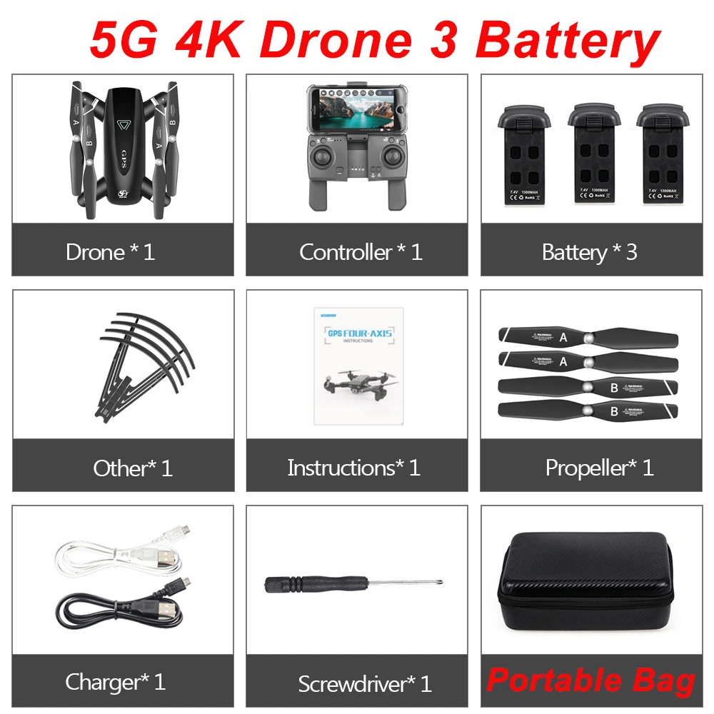 S167 Pro gps Радиоуправляемый Дрон с камерой 4K HD 5G wifi FPV Дрон точка пути Летающий жесты фото бесщеточный складной Квадрокоптер мини Дрон - Цвет: 5G-4K-3B-Bag