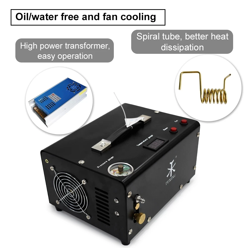 TUXING TXET061 300Bar 4500Psi Air Compressor 12V High Pressure Pump Mini Compressor Transformer for Air Bottle Diving Tank