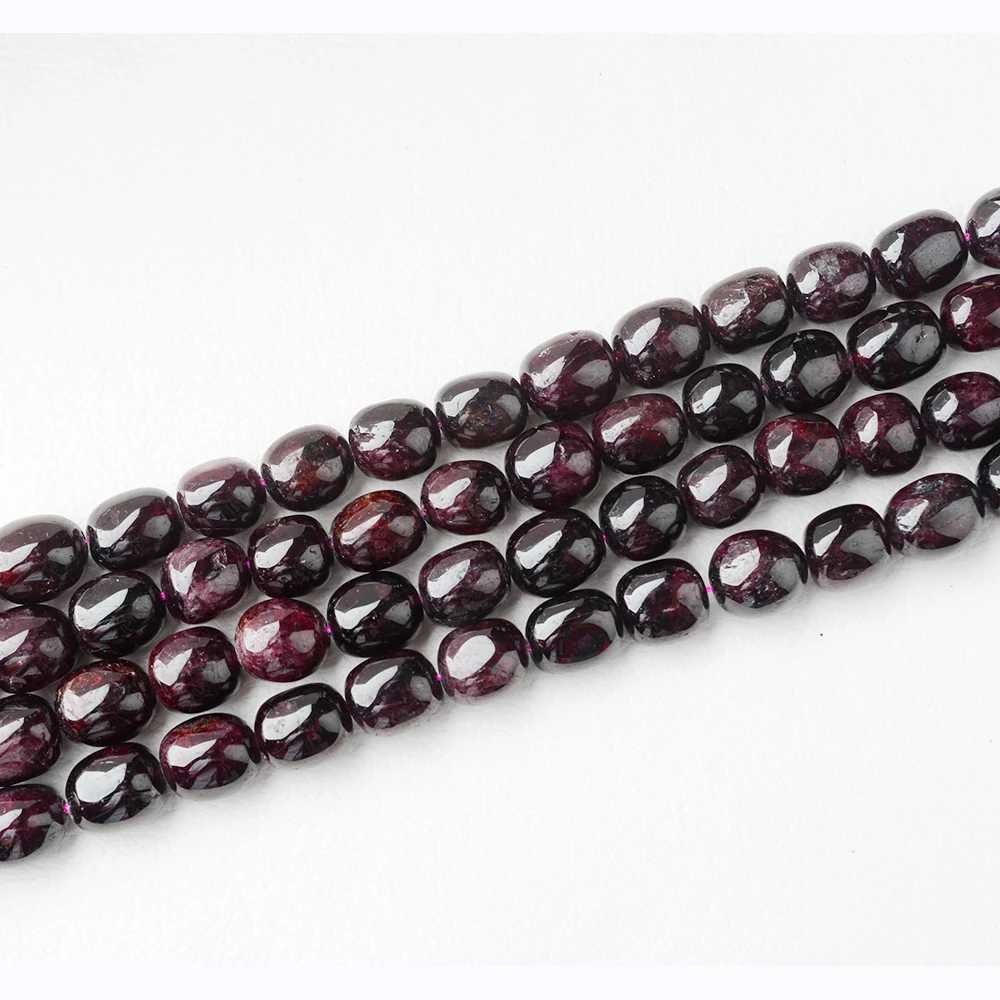 9-14mm Natural smooth Garnet irregular oval Stone Beads For DIY necklace bracelet jewelry making 15 