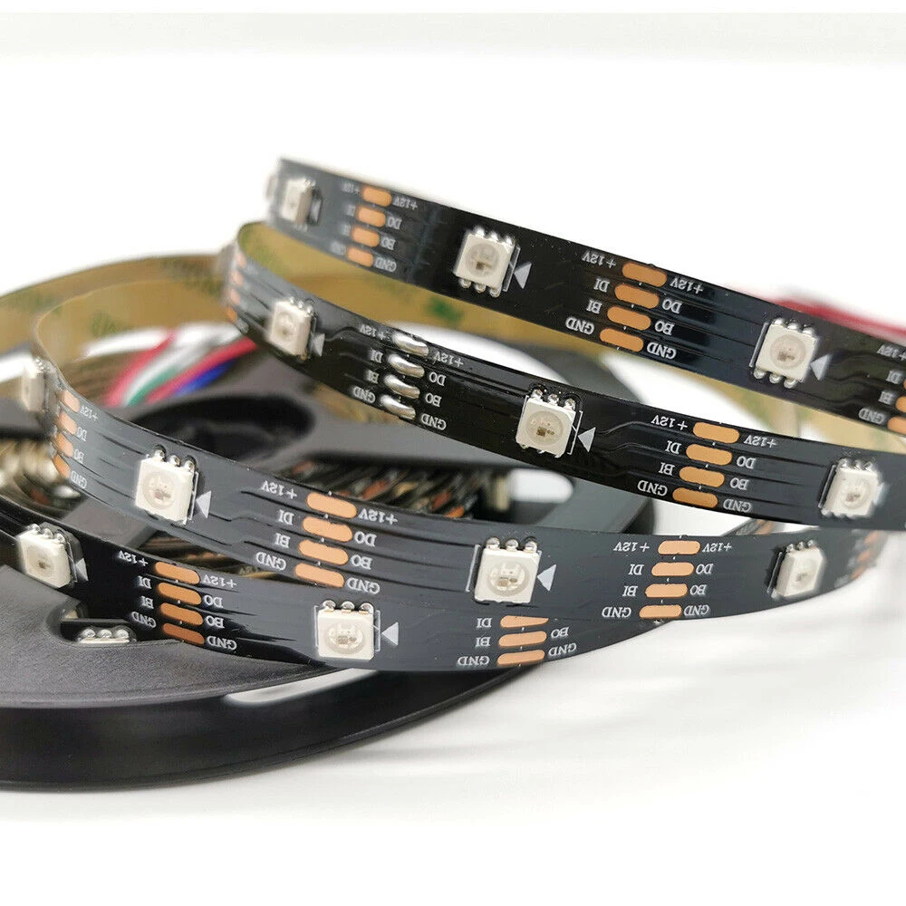 1M 5M RGB LED Strip Light 5V 12V DC WS2815 WS2813 5050 Addressable  LED Tape 30LED 60LED 144LED LED Flex Strip Lights White PCB
