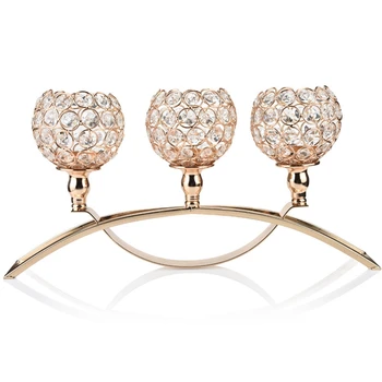

AFBC European Wedding Plating Gold Arch Bridge Candlestick Iron Crystal Ball Romantic Candlelight Dinner Candlestick Decoration