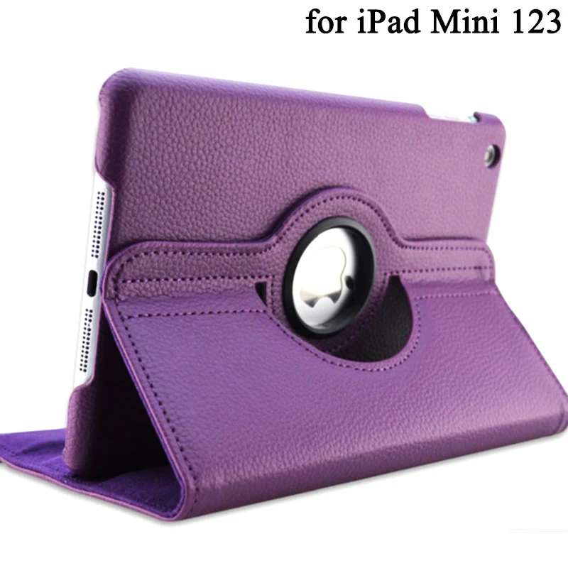 purple for mini 1 23 Для Ipad Mini 1 2 3 Чехол, вращающийся на 360 градусов, флип-чехол из искусственной кожи, для Ipad Mini 1 2 3 Чехол-подставка, умный чехол для планшета s Sleep Wake - Цвет: purple for mini 1 23