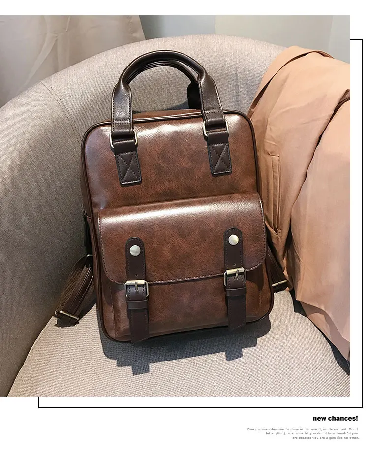 new mochila feminina anti theft school bags  travel vintage laptop brown leather big backpack women korean designer daypacks