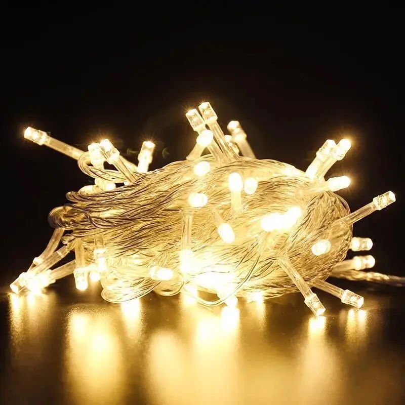 LED Street Garland Christmas Lights Outdoor 10M String Fairy Lights EU US Plug LED Lights Decoration For Wedding New year Party - Цвет: Warm white
