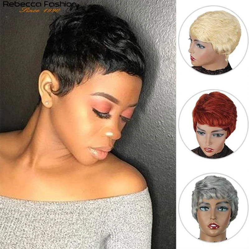 Short hair wigs black Clearance