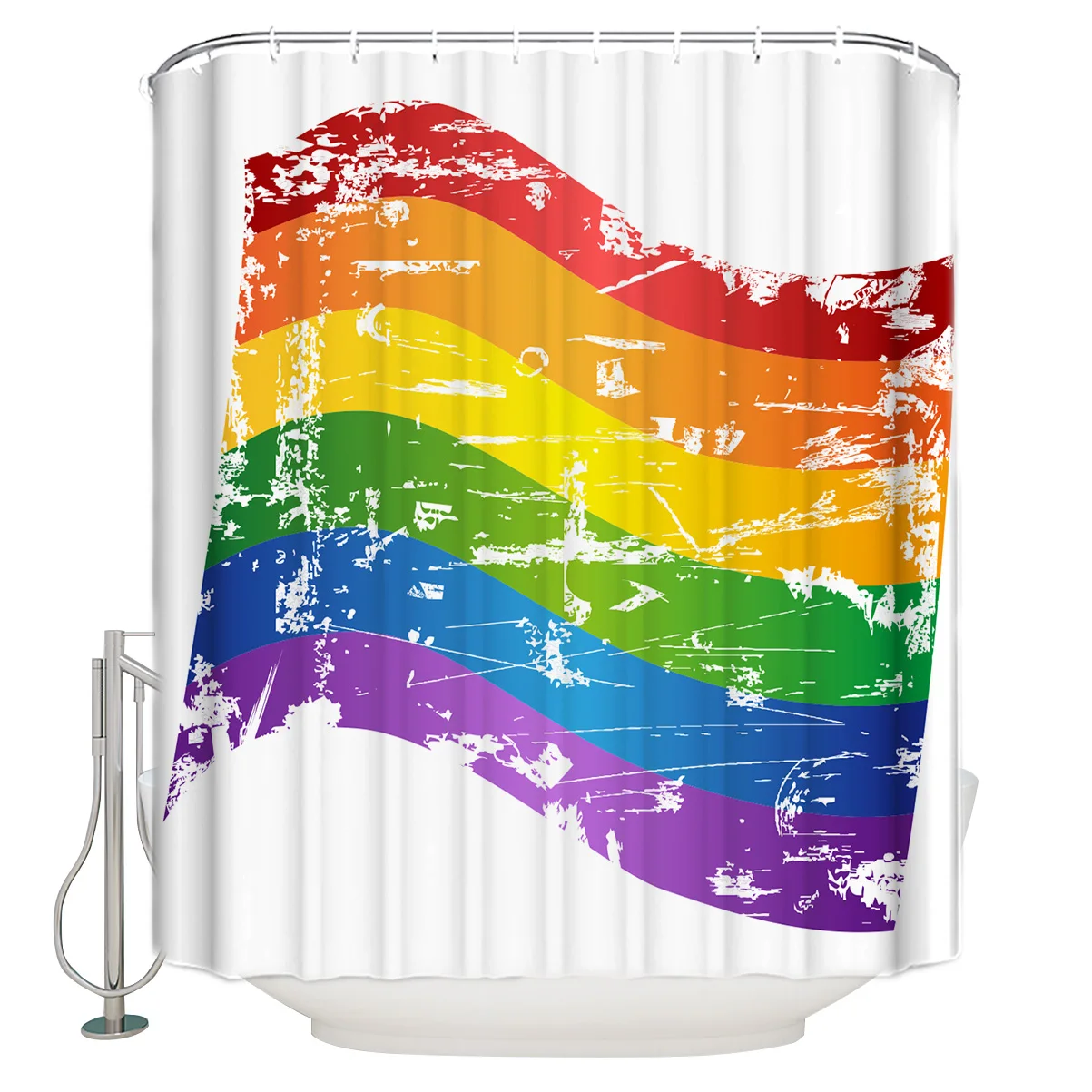 Rainbow Colorful Flag Shower Curtain Waterproof Bathroom Curtain Polyester Bath Curtain Home Decor 12 Hooks